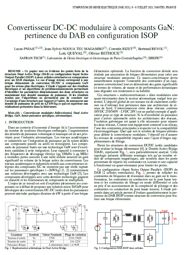Convertisseur DC-DC modulaire à composants GaN : pertinence du DAB en configuration ISOP