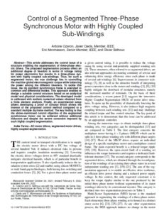 Control of a Segmented Three-Phase Synchronous Motor with Highly Coupled Sub-Windings